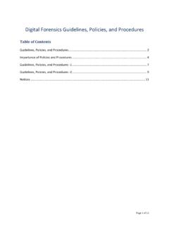 Digital Forensics Guidelines, Policies, and Procedures