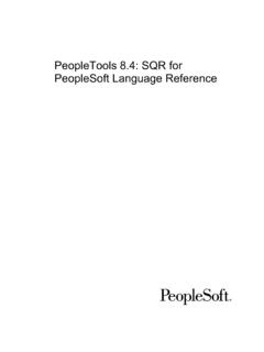 PeopleTools 8.4: SQR for PeopleSoft Language ... - Oracle
