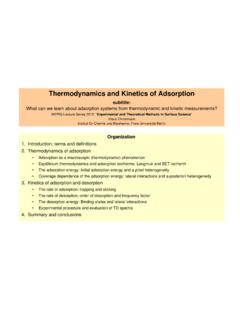 Thermodynamics and Kinetics of Adsorption