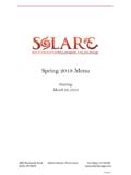 Winter 2018 Menu - Solare Ristorante