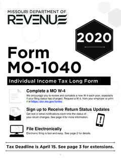 MO-1040 - Individual Income Tax Long Form