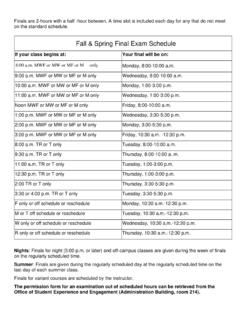 Fall &amp; Spring Final Exam Schedule