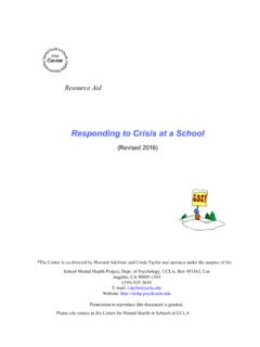 Responding to Crisis at a School - UCLA School Mental ...