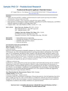 Sample PhD CV Postdoctoral Research - Duke University