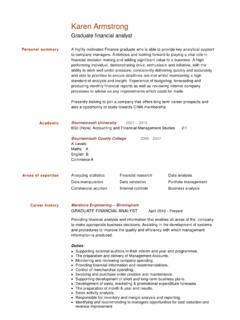 Graduate Financial Analyst CV resume - DayJob.com