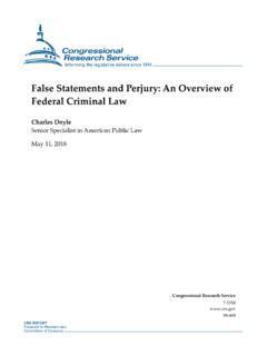False Statements and Perjury: An Overview of Federal ...