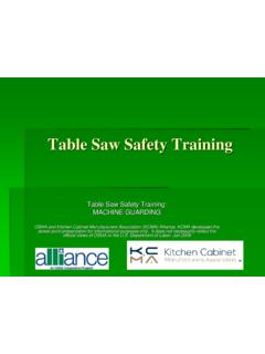 Table Saw Safety Training - KCMA