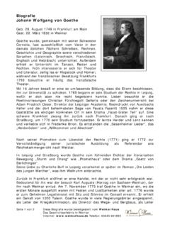 Biografie Johann Wolfgang von Goethe - …