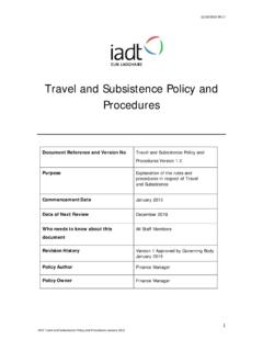 Travel and Subsistence Policy and Procedures - IADT