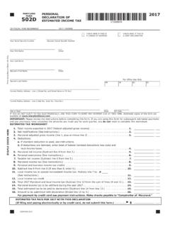 MARYLAND FORM 502D ESTIMATED INCOME TAX