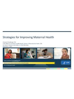 Strategies for Improving Maternal Health