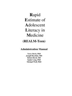 Rapid Estimate of Adolescent Literacy in Medicine