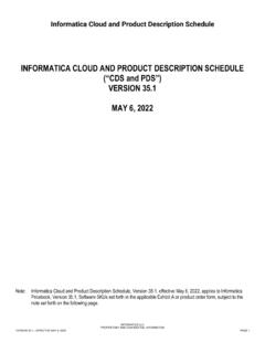 Informatica Cloud and Product Description Schedule