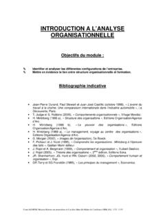 INTRODUCTION A L’ANALYSE ORGANISATIONNELLE