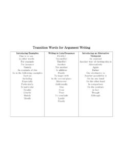 Transition Words for Argument Writing - Queen Anne's ...