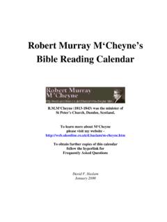 Robert Murray M‘Cheyne’s Bible Reading Calendar