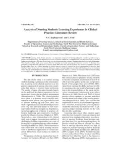 Analysis of Nursing Students Learning Experiences in ...