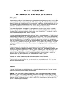 ACTIVITY IDEAS FOR ALZHEIMER’S/DEMENTIA …