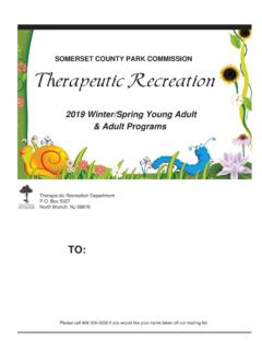 SOMERSET COUNTY PARK COMMISSION Therapeutic …