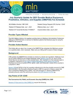 July Quarterly Update for 2021 Durable Medical Equipment ...
