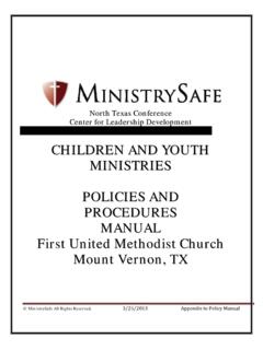 CHILDREN AND YOUTH MINISTRIES POLICIES AND …
