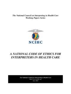 National Code of Ethics for Interpreters in Health Care
