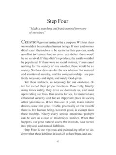 Twelve Steps - Step Four - (pp. 42-54)