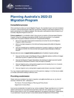 Planning Australia’s 2022-23 Migration Program