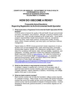 HOW DO I BECOME A REHS? - Los Angeles County, California