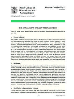 THE MANAGEMENT OF EARLY PREGNANCY LOSS