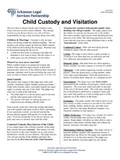 Child Custody and Visitation - Arkansas Legal Services Online