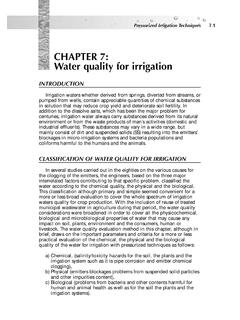 CHAPTER 7: Water quality for irrigation