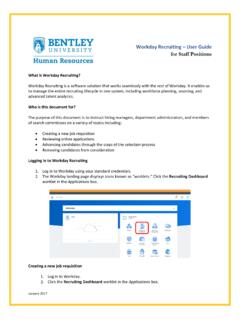 Workday Recruiting User Guide for Staff Positions