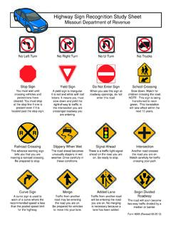 Highway Sign Recognition Study Sheet - Missouri