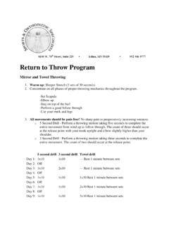 Return to Throw Program - Sports and Ortho
