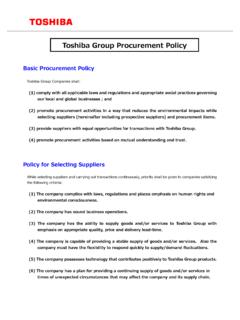Toshiba Group Procurement Policy