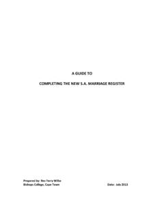 A GUIDE TO COMPLETING THE NEW S.A. MARRIAGE REGISTER