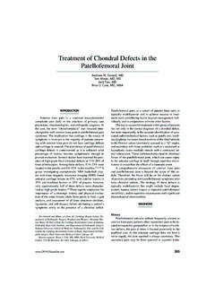 Treatment of Chondral Defects in the …
