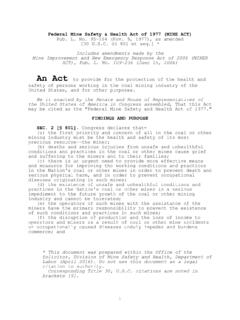 Federal Mine Safety &amp; Health Act of 1977,