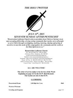 JULY 12th, 2015 SEVENTH SUNDAY AFTER PENTECOST