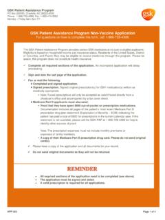GSK Patient Assistance Program Non-Vaccine Application …