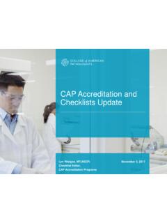 CAP Accreditation and Checklists Update