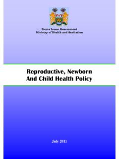 Reproductive, Newborn And Child Health Policy