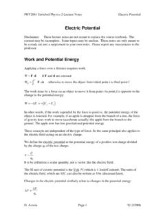 Electric Potential Work and Potential Energy