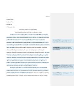 Rhetorical Analysis Essay MLA Format | PDF