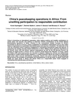 China’s peacekeeping operations in Africa: From unwilling ...