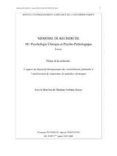 MEMOIRE DE RECHERCHE M1 Psychologie Clinique et Psycho ...