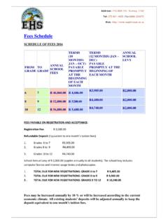 Fees Schedule - Eagle House School