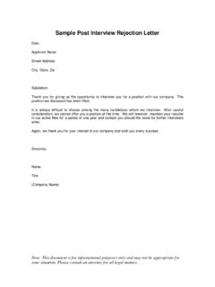 Sample Post Interview Rejection Letter