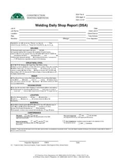 Welding Daily Shop Report (DSA)